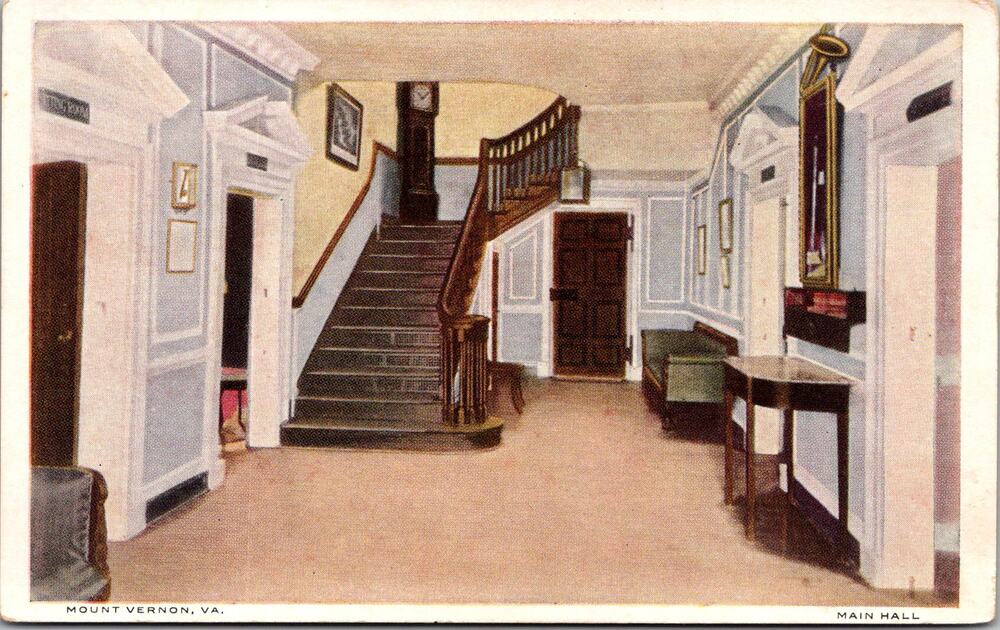 Main Hall of George Washington's Mount Vernon VA Vintage Postcard SP10-17